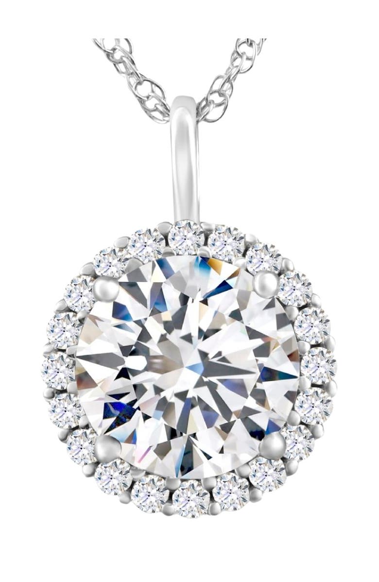 Bliss Diamond Certified 3 1/2Ct Halo Diamond Pendant 14k Gold Women's Necklace Lab Grown, Main, color, White Gold