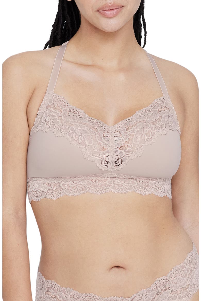 Goddess Busty Racerback Lace Bralette, Main, color, CASHMERE