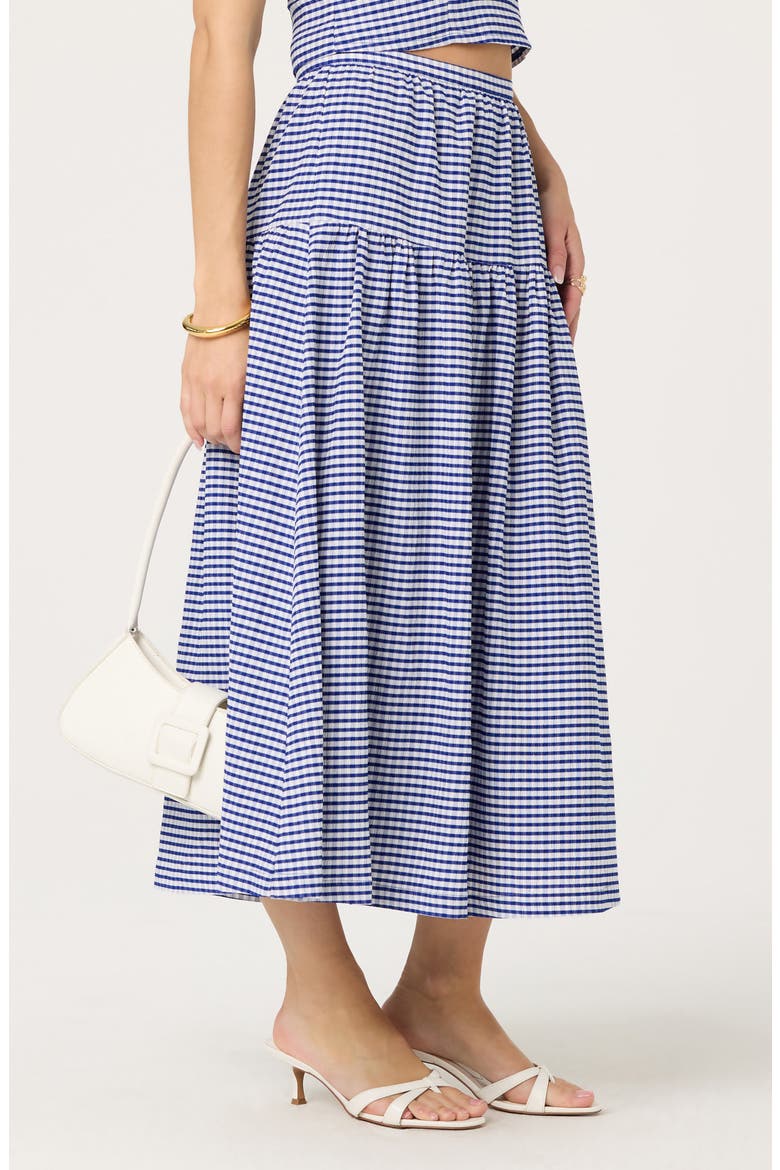 Drop Waist Cotton Blend Skirt, Alternate, color, BLUE GINGHAM