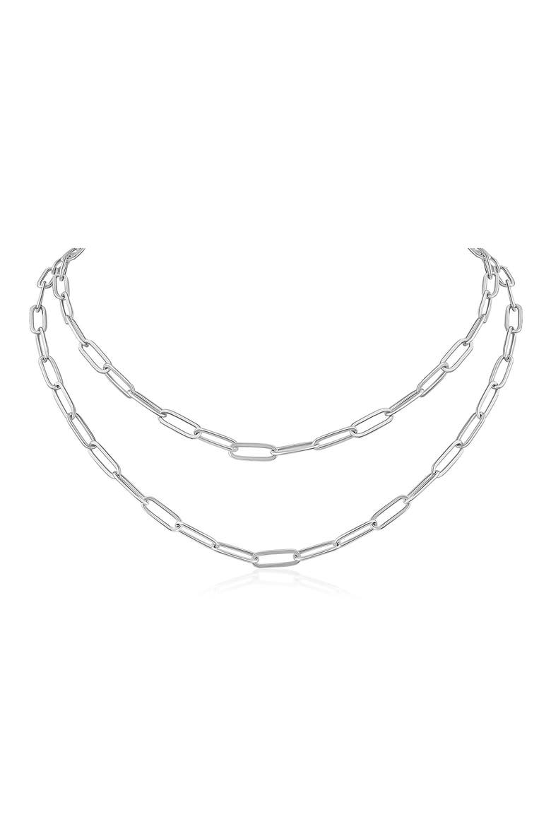 Layered Paper Clip Chain Necklace, Main, color, SILVER