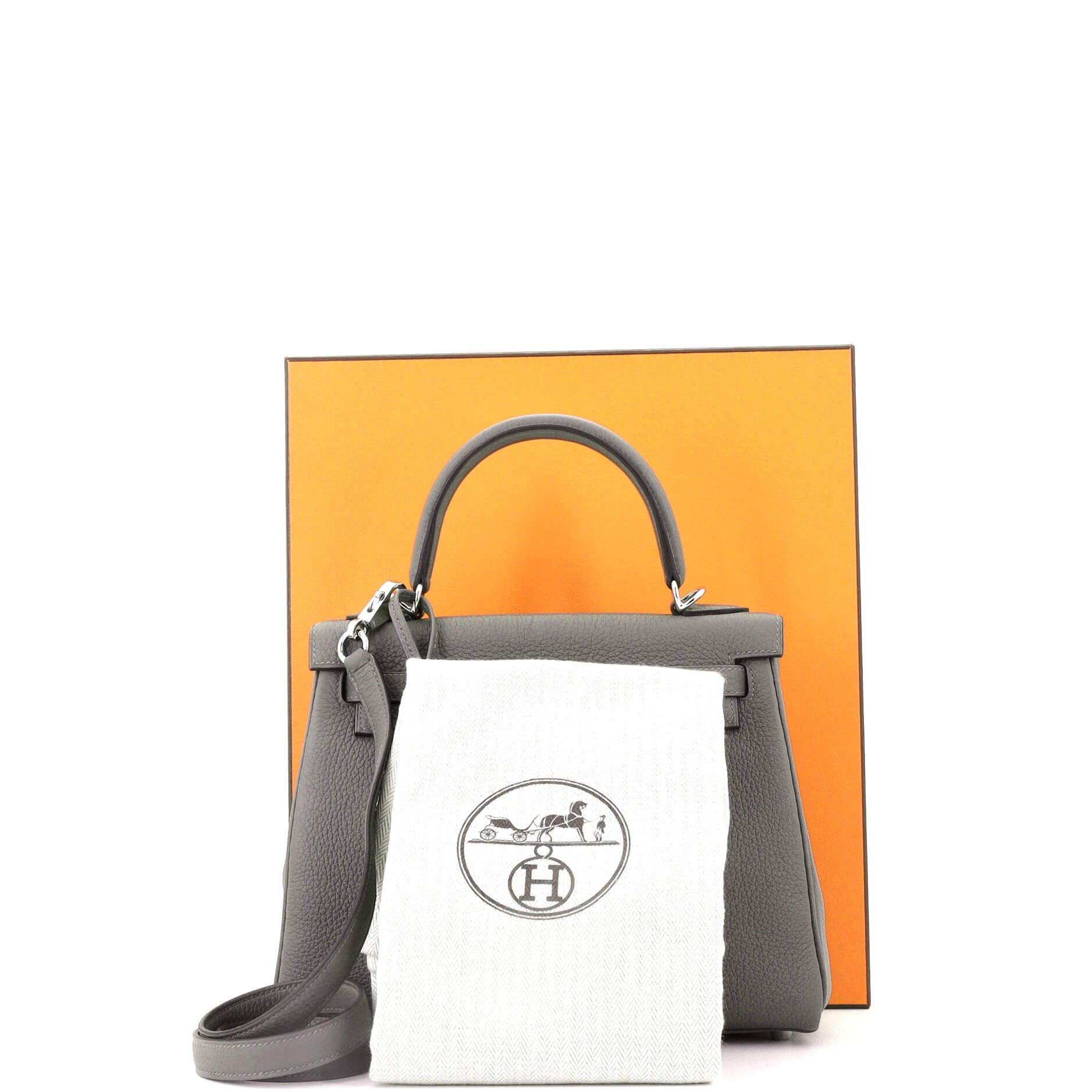 Pre-Owned Hermes Kelly Handbag Grey Togo with Palladium Hardware 25, Alternate, color, 