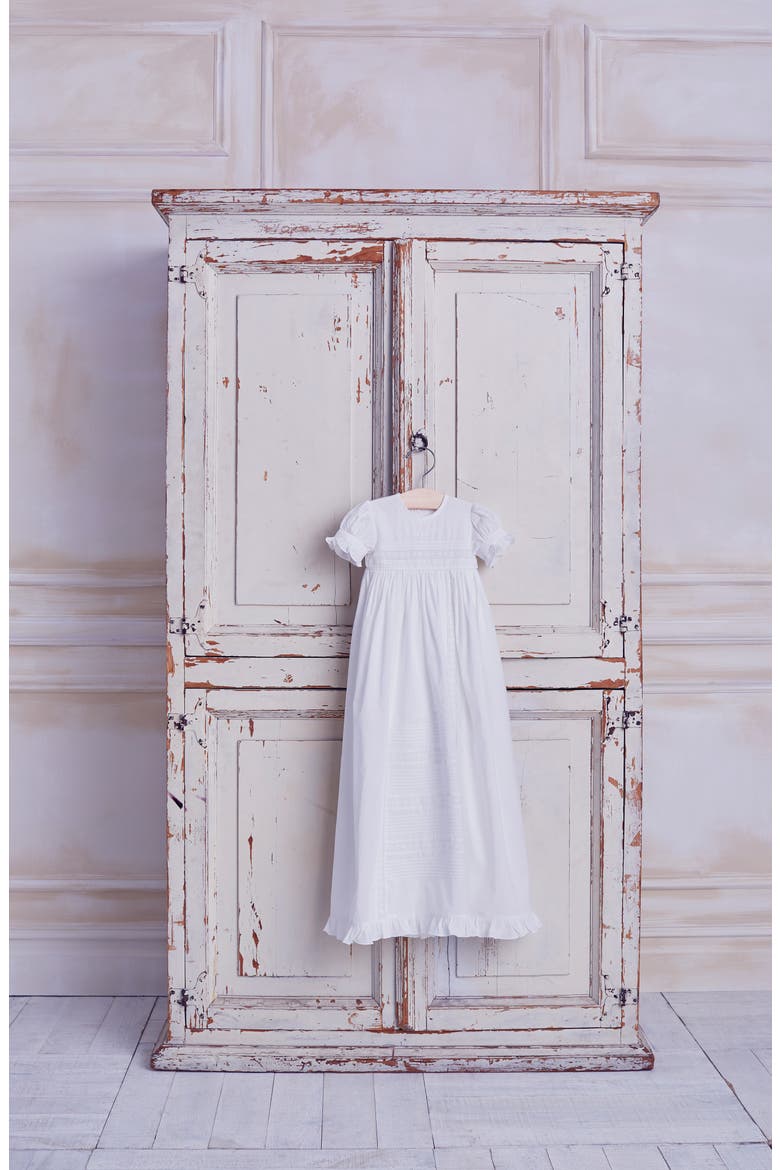 Nicole Christening Gown & Bonnet Set, Alternate, color, WHITE