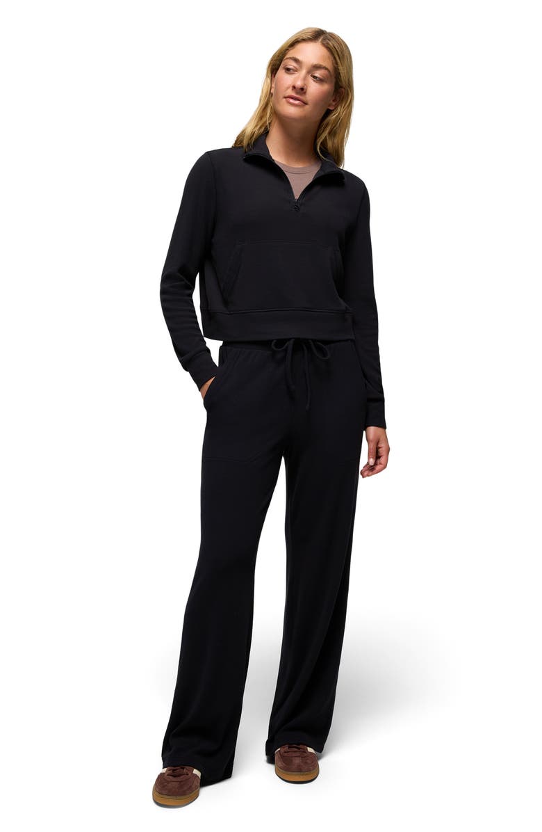 prAna Willow West Crop Half-Zip Sweatshirt, Alternate, color, Black