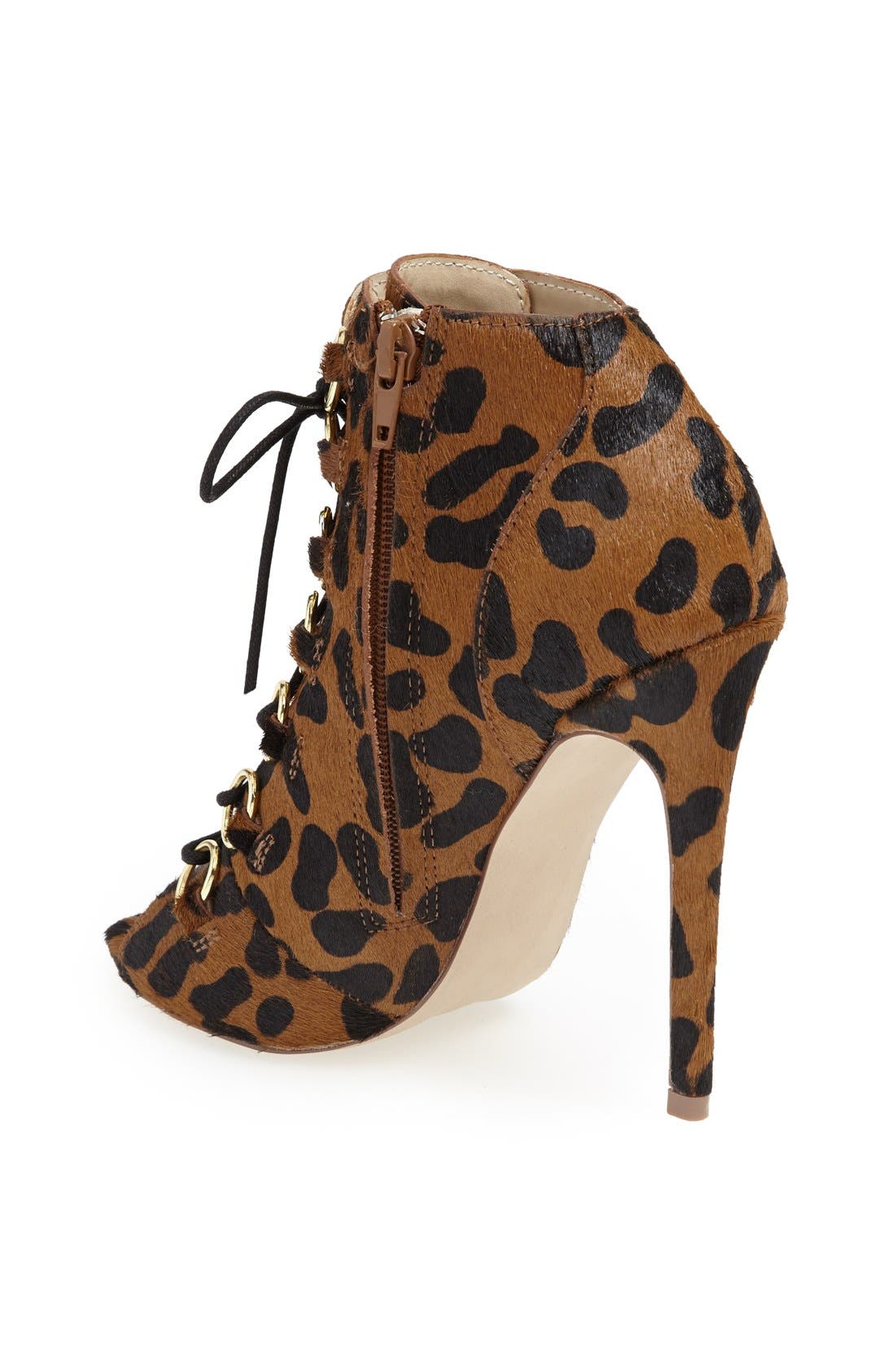 The Blonde Salad x Steve Madden 'Milan' Leopard Print Calf Hair Peep Toe Bootie, Alternate, color, LEOPARD
