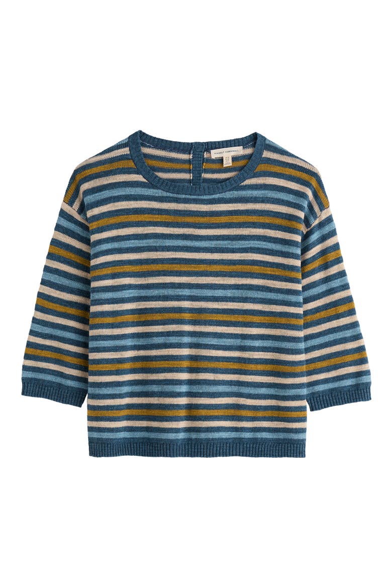 Knavock Stripe Organic Cotton & Linen Sweater, Alternate, color, MINI CORNISH DUSK
