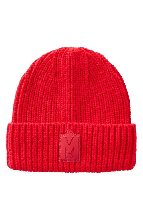 Mackage Kids' Jude Cuff Recycled Wool Blend Rib Beanie In Red