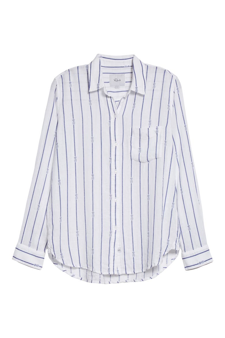 Women's Charli Stripe Linen Blend Blouse, Alternate, color, PINEAPPLE STRIPE