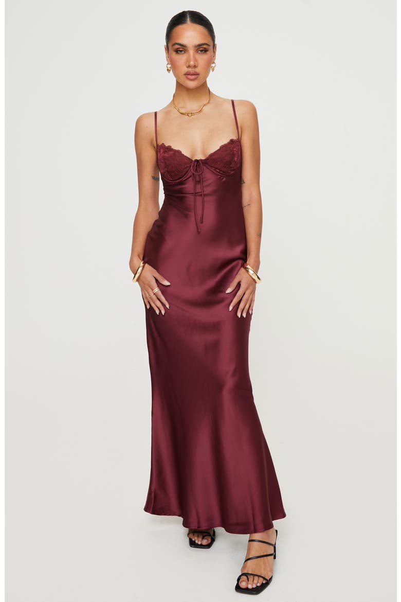 Fadyen Bias Cut Satin Maxi Dress, Alternate, color, DARK RED