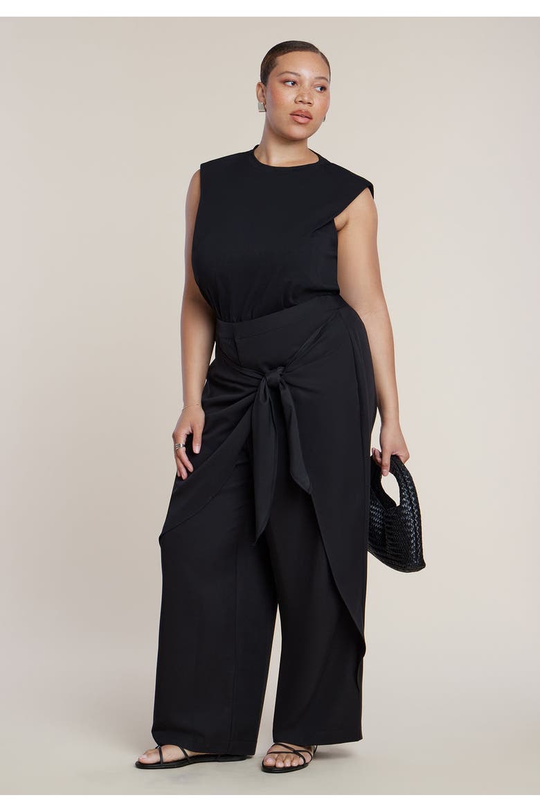 Wrap Detail Trouser, Alternate, color, BLACK ONYX