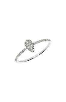 Bony Levy 18K White Gold Pavé Diamond Pear Ring