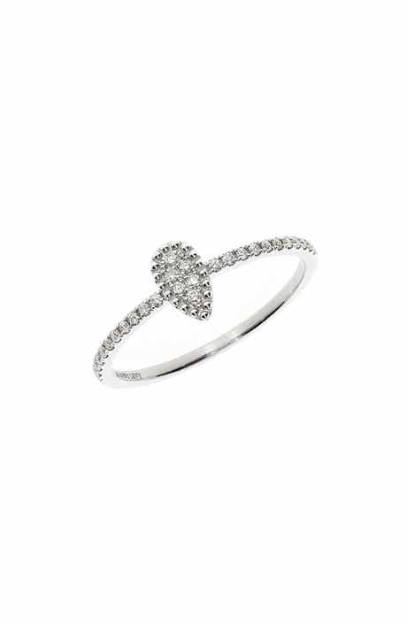 Bony Levy 18K White Gold Pavé Diamond Pear Ring