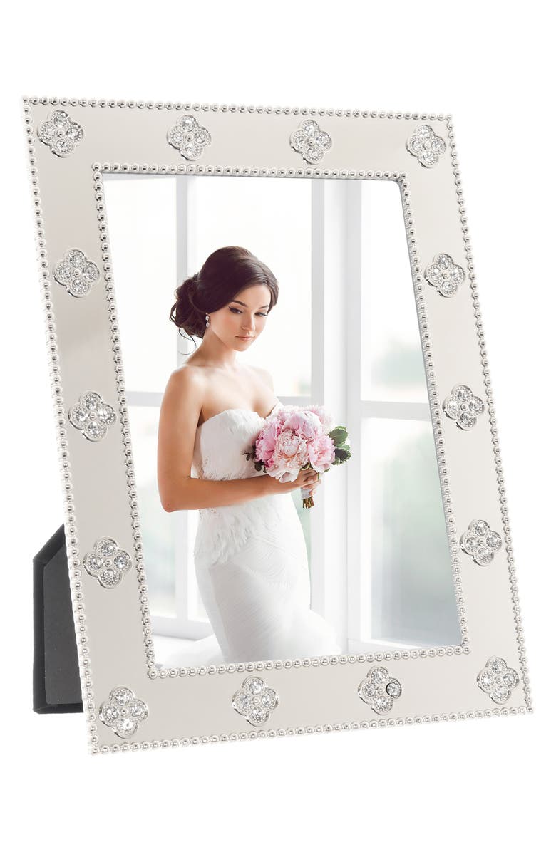 Lawrence Frames Crystal Clover Picture Frame, Main, color, Silver