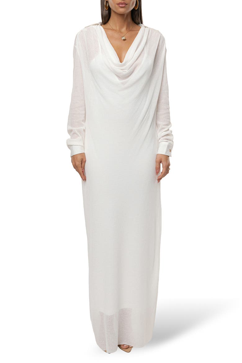 Savanna Cowl Neck Long Sleeve Maxi Dress, Main, color, IVORY