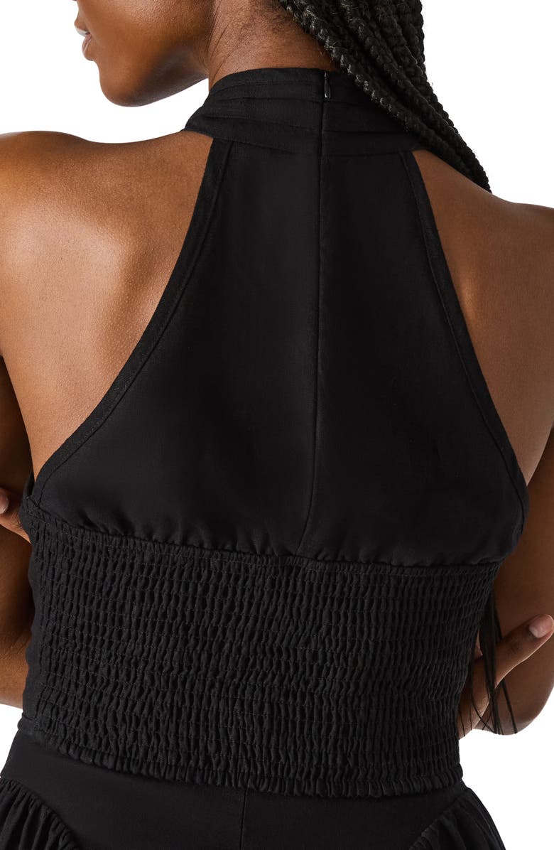 Steve Madden Winnie Twist Neck Crop Linen Blend Top, Alternate, color,