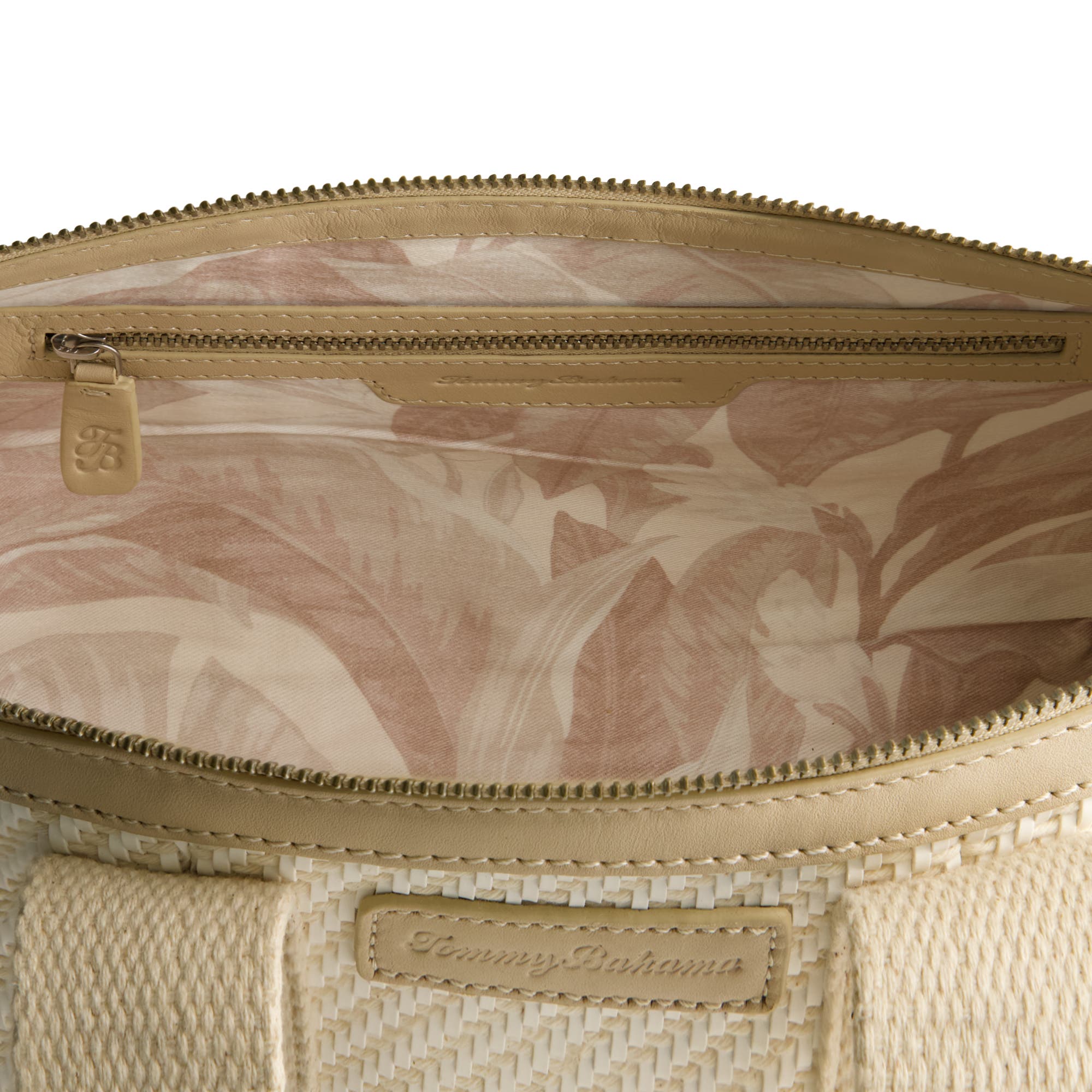 Tommy Bahama Soft Woven Zip-Top Tote, Alternate, color, Tan/White