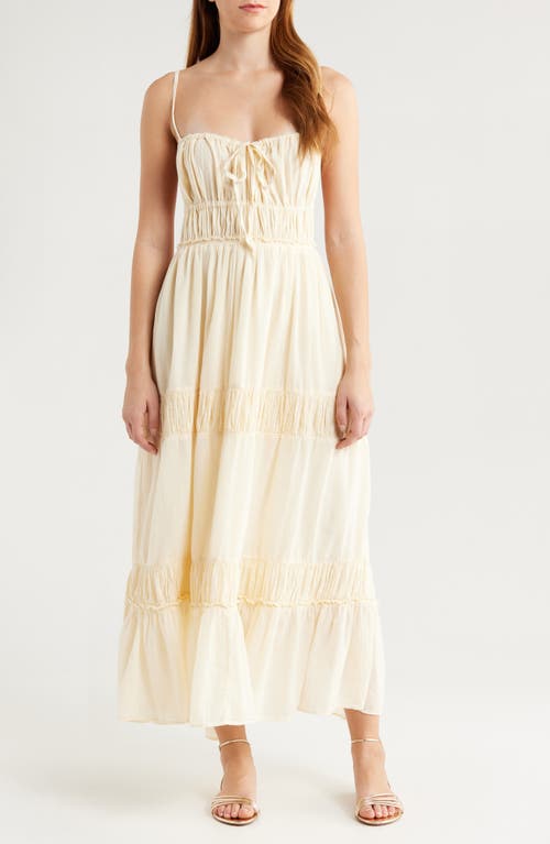 Free People Taking Sides Tiered Cotton Maxi Dress In Wet Plaster
