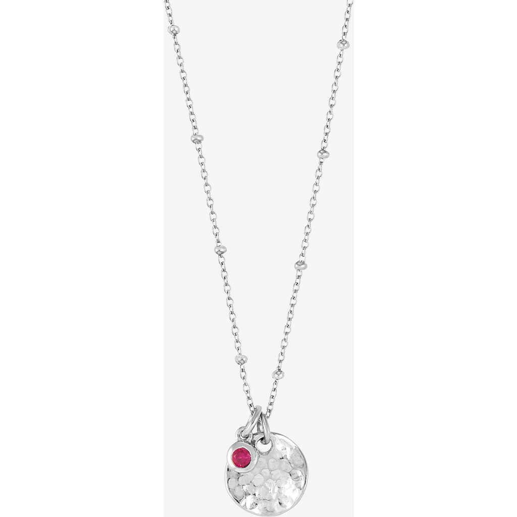 Dower & Hall Hammered Disc & Ruby Array Necklace In Metallic
