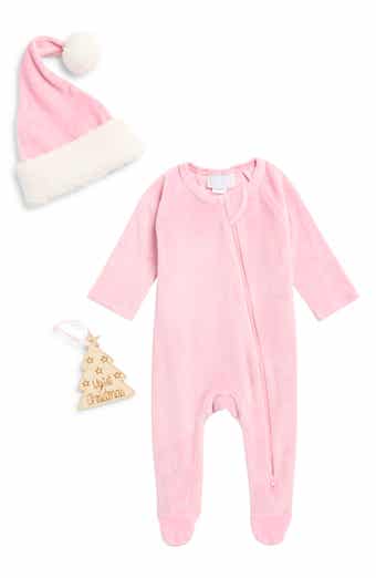 Stretch Velvet Footie, Hat & Ornament Set
