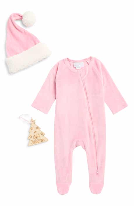 Stretch Velvet Footie, Hat & Ornament Set