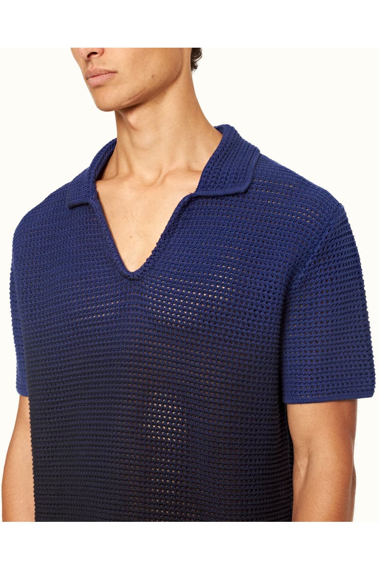 Batten Crochet Gradient Dye Polo Shirt, Alternate, color, River Blue/Night Iris