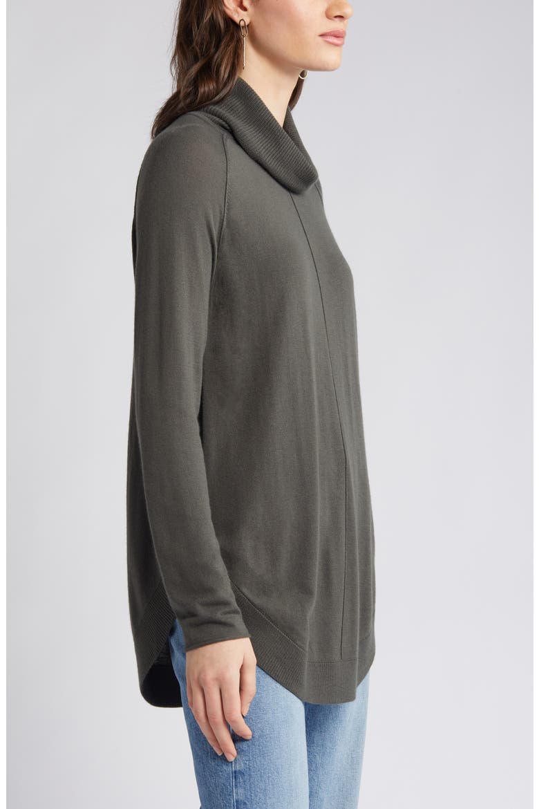 Turtleneck Tunic Sweater, Alternate, color, GREY BELUGA