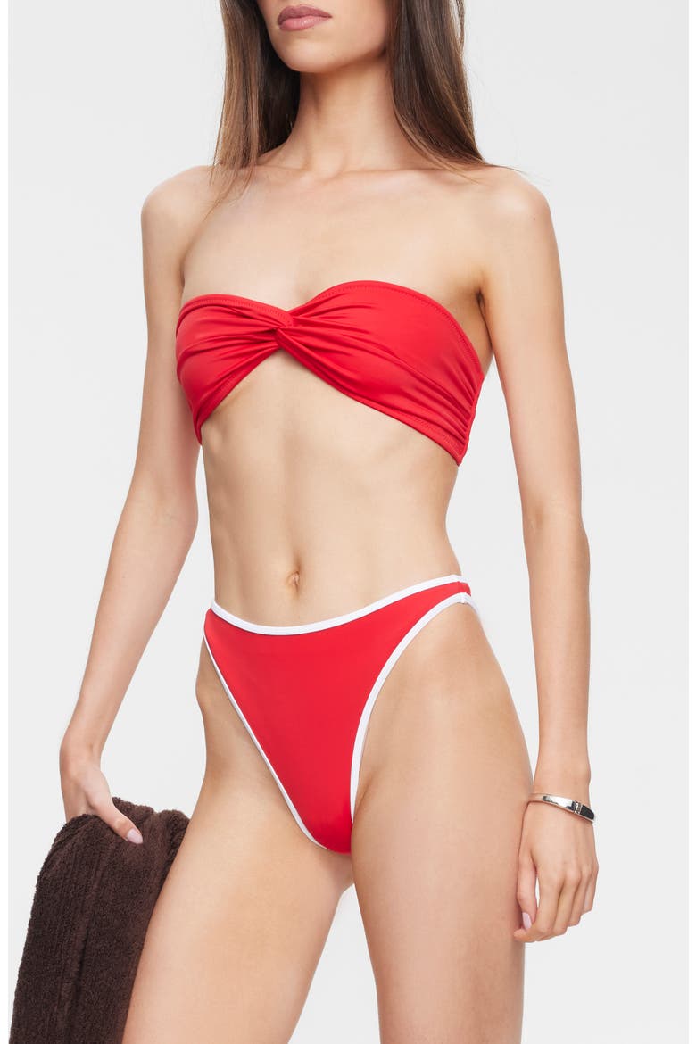 Bella Cheeky Bikini Bottoms, Alternate, color, ROUGE