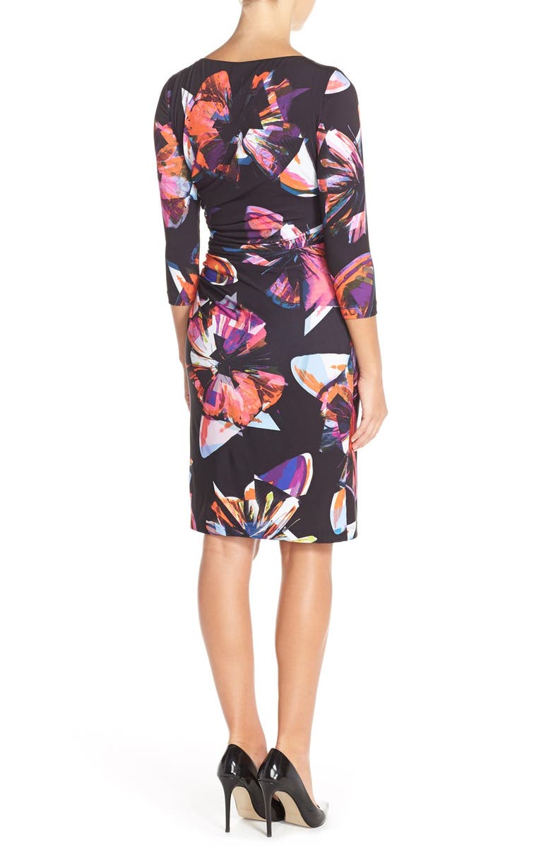 Tahari Butterfly Print Jersey Sheath Dress, Alternate, color, 