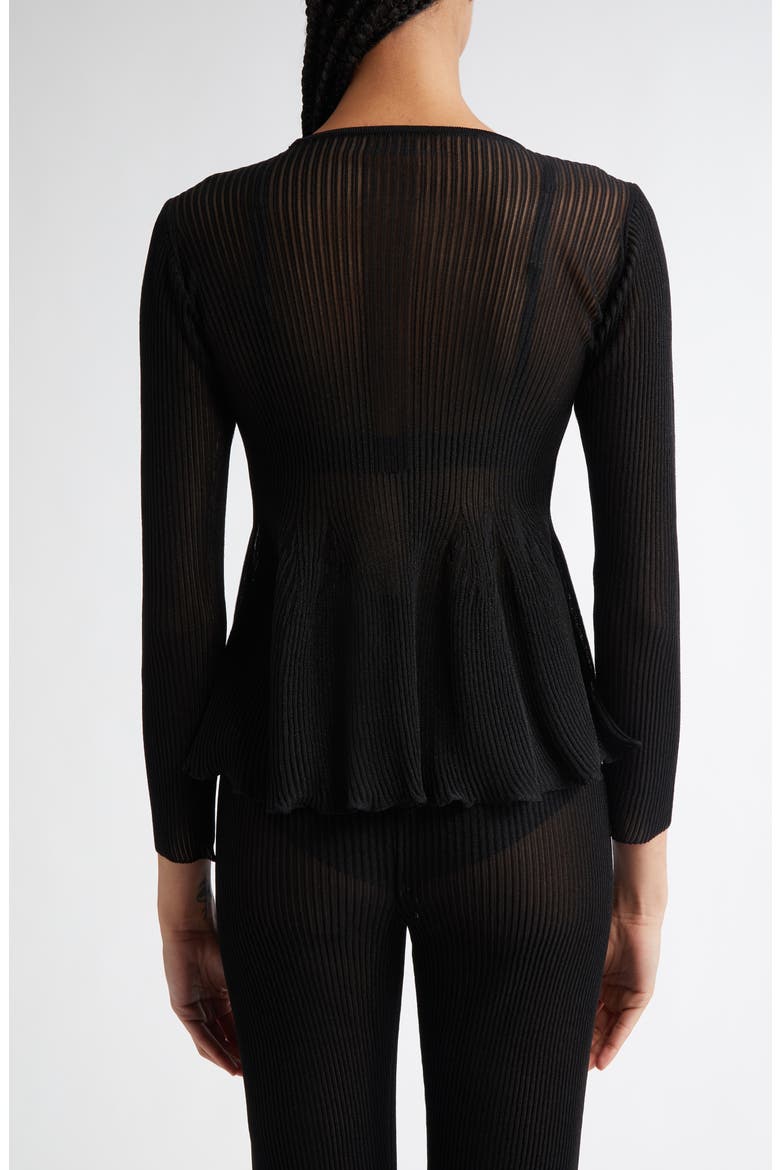 Hypha Lucent Flare Hem Knit Top, Alternate, color, BLACK