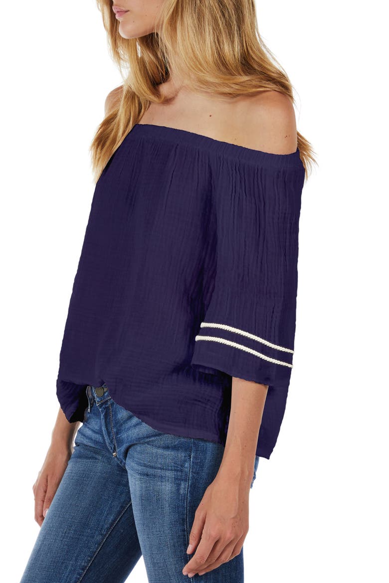 Double Gauze Off the Shoulder Top, Alternate, color, PASSPORT