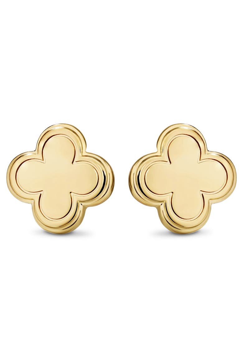 Clover Stud Earrings in Gold Plated Sterling Silver, Alternate, color, Yellow Gold
