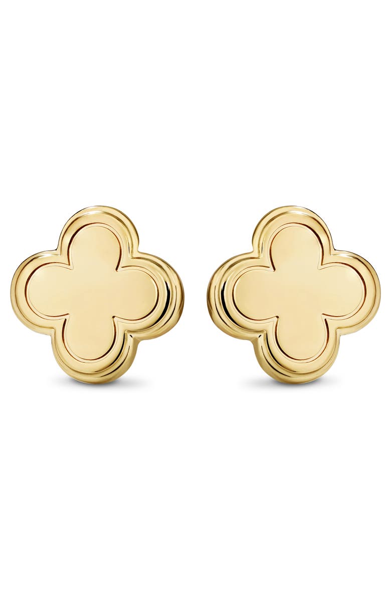DEVATA Clover Stud Earrings in Gold Plated Sterling Silver, Alternate, color, Yellow Gold