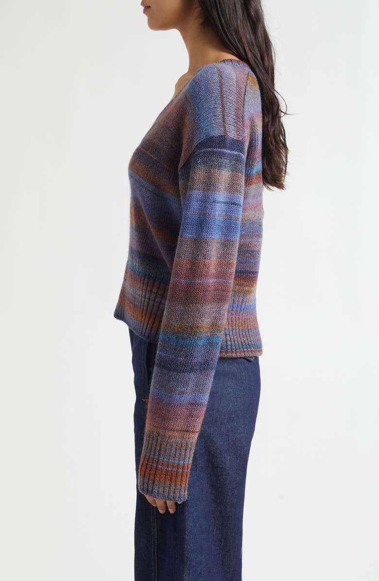 Veronica Beard Diora Stripe Wool Blend Sweater, Alternate, color, Ocean Multi