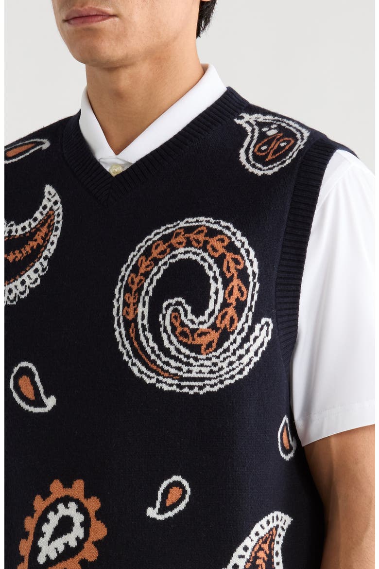 Paisley Sweater Vest, Alternate, color, NAVY