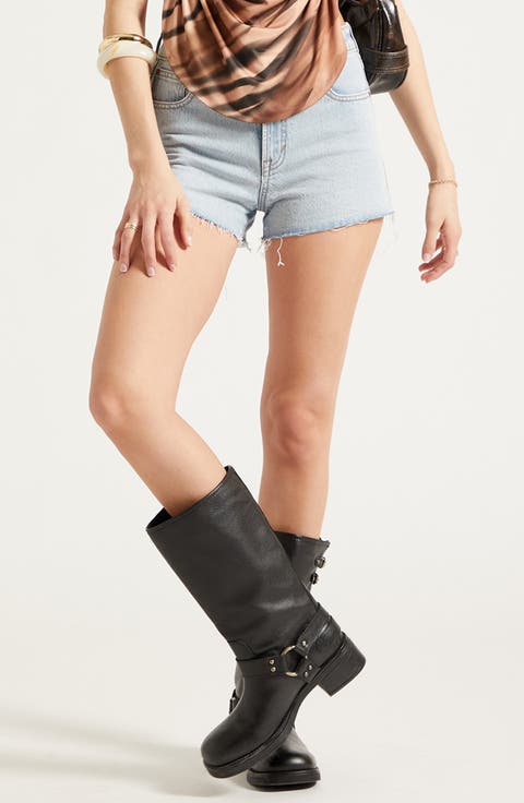 Ivy High Waist Denim Shorts (Light Indigo)