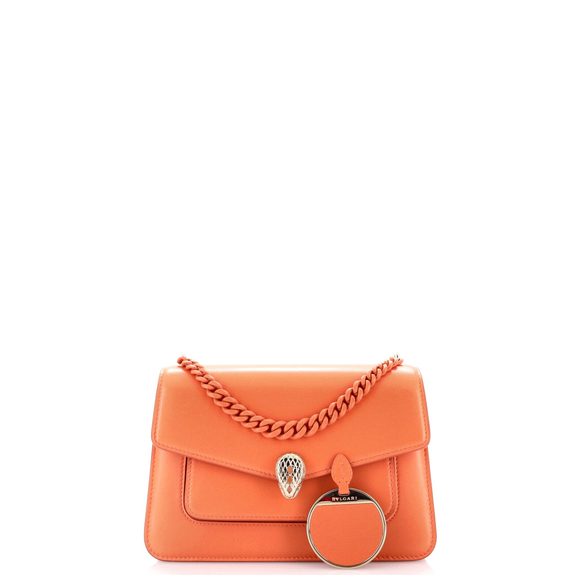 Serpenti Forever Maxi Chain Crossbody Bag Leather Small, Alternate, color, Orange