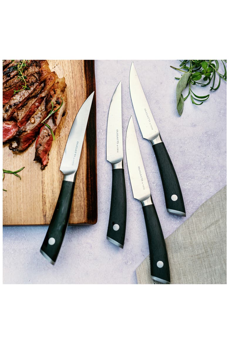 Coltelli 4-Piece Stainless Steel Steak Knife Set, Alternate, color, BLACK