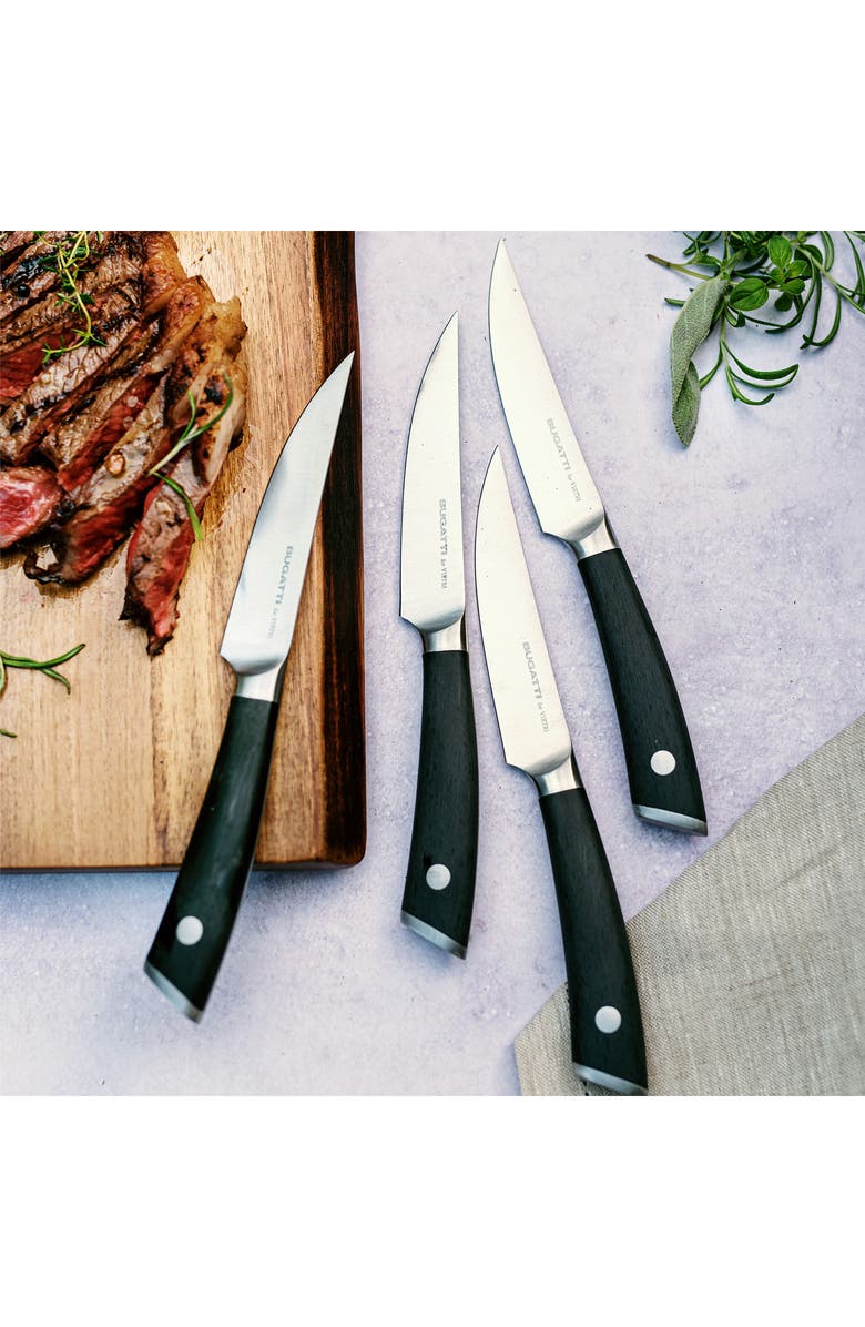 VIETRI Coltelli 4-Piece Stainless Steel Steak Knife Set, Alternate, color, Black