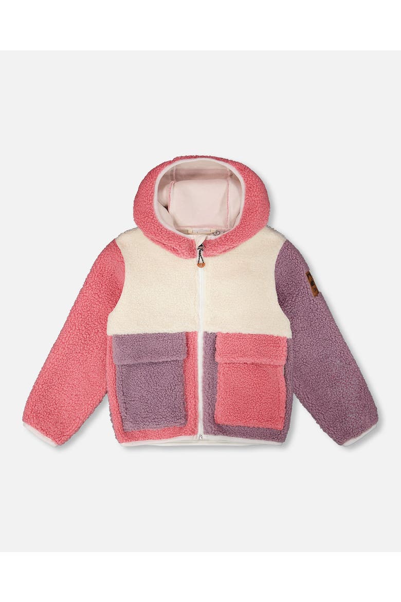 Girl Long Sleeve Fleece Jacket, Main, color, Lilac Colorblock