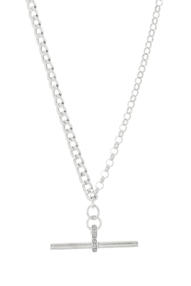 Diamond Cross Bar Pendant Necklace - 0.15 ctw, Main, color, SILVER