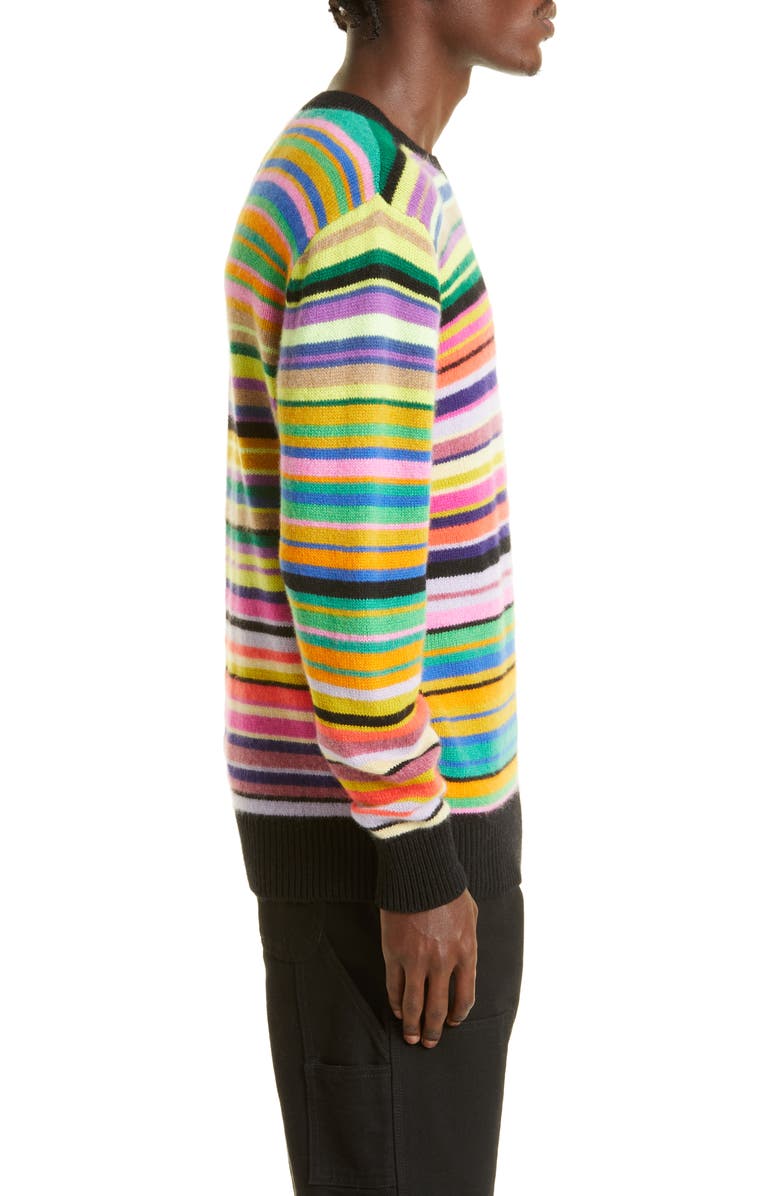The Elder Statesman Ultra Stripe Crewneck Cashmere Sweater, Alternate, color,