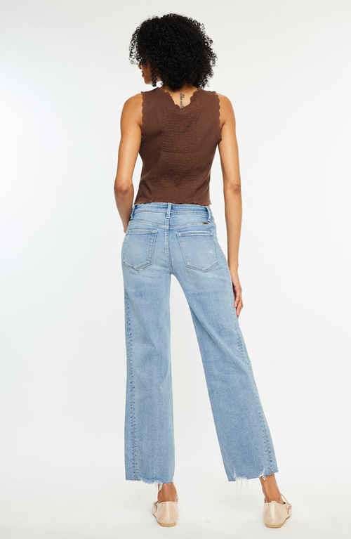 Kancan Sonia Mid Rise Straight Jeans In Blue