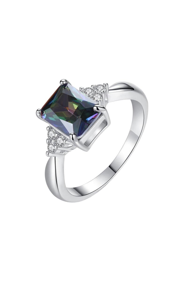 Hollywood Sensation Mystic Topaz Ring 2.5 ct Princess Cut, Main, color, Silver