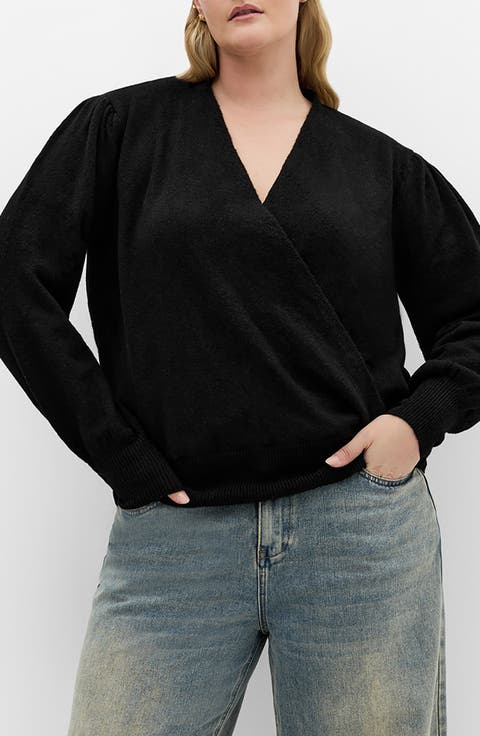 Ivana Faux Wrap V-Neck Sweater