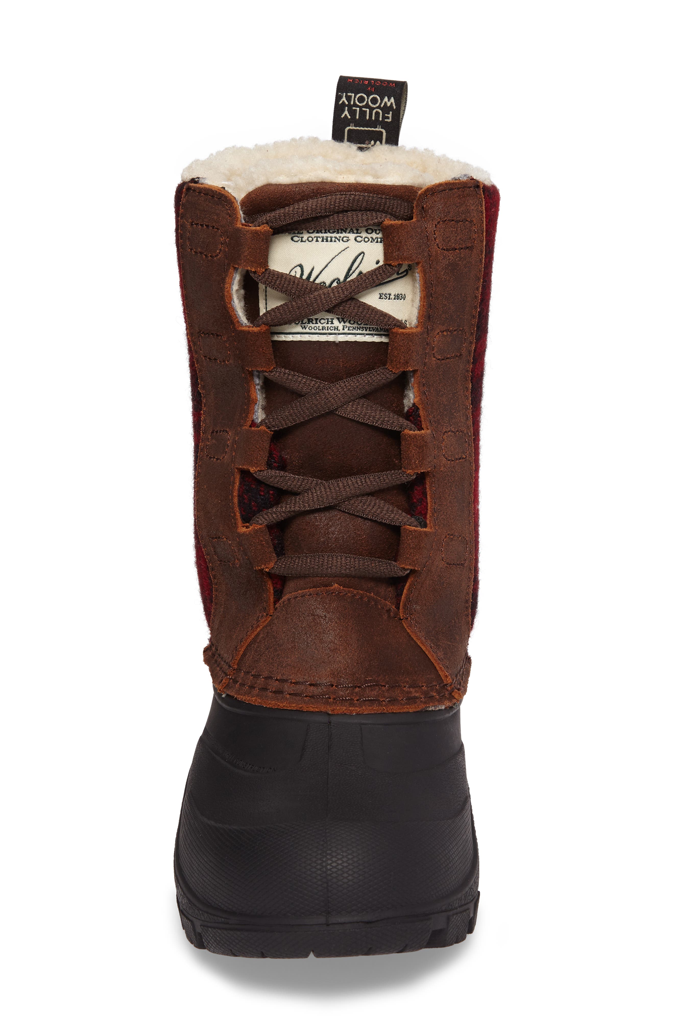 Fully Wooly Tundracat Waterproof Insulated Winter Boot, Alternate, color, COCONUT/ RED PLAID LEATHER