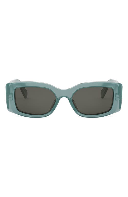 CELINE Triomphe 53mm Rectangular Sunglasses in Shiny Light Green /Smoke 