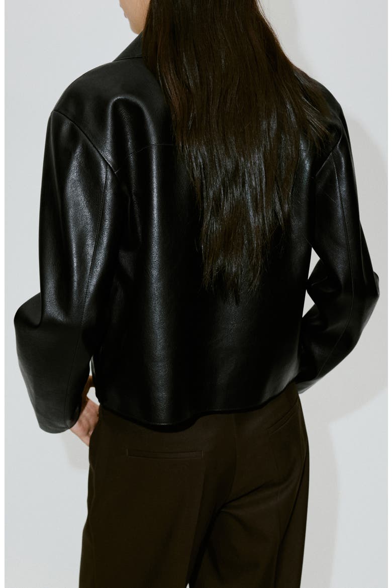 Sabina Faux Leather Jacket, Alternate, color, BLACK