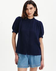 Finery London Teagan Cotton Cheesecloth Pintuck Blouse