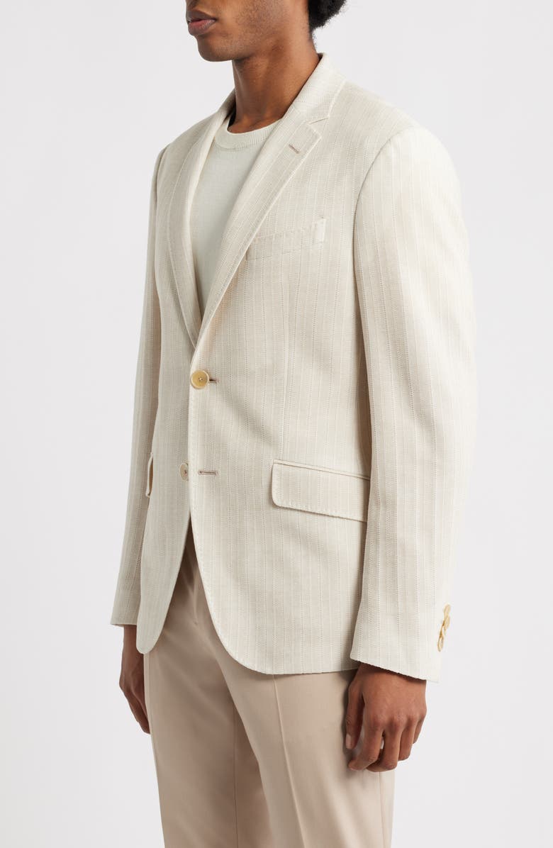 Etro Roma Jersey Tonal Stripe Cotton Sport Coat, Alternate, color, Ecru