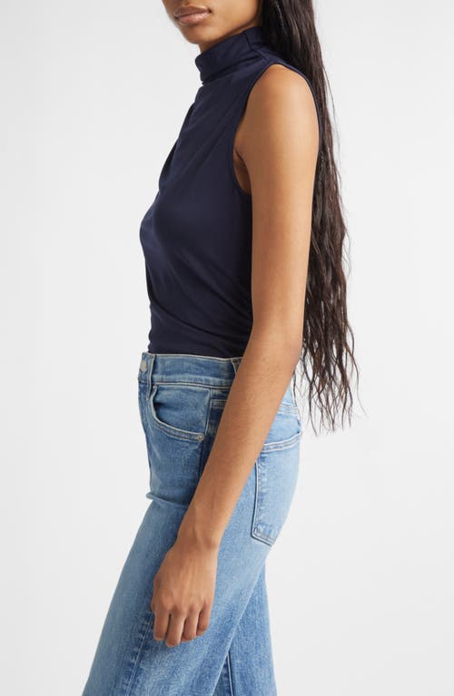 Veronica Beard Mylie Sleeveless Turtleneck Top In Blue