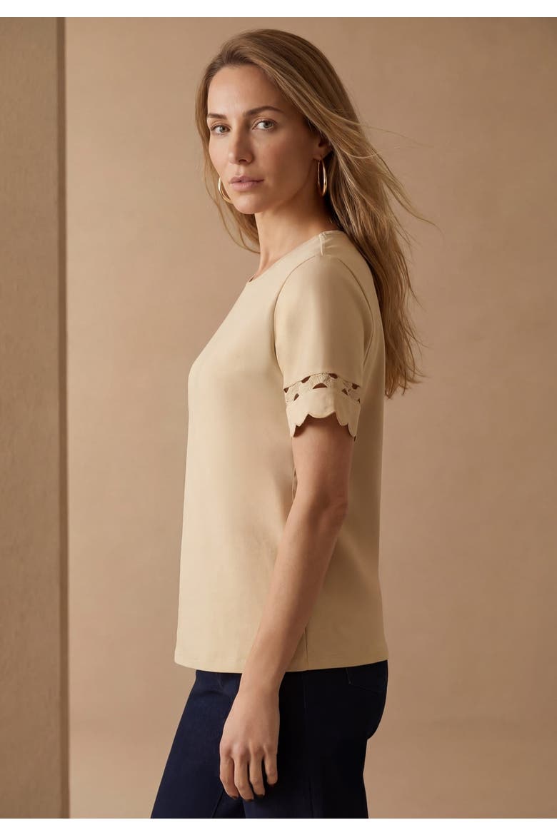 Scallop Trim Tee, Alternate, color, NEW KHAKI